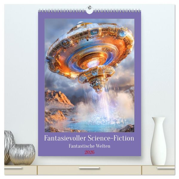 Fantasievoller Science-Fiction - Fantastische Welten (hochwertiger Premium Wandkalender 2026 DIN A2 hoch) Kunstdruck in Hochglanz