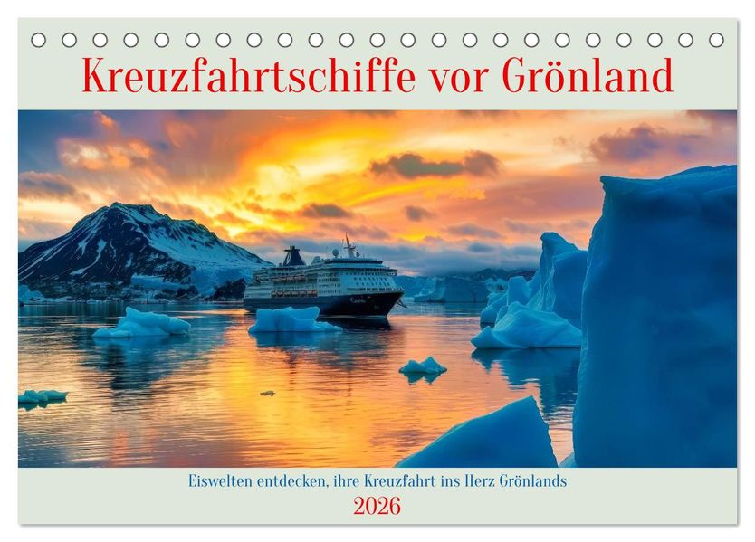 Kreuzfahrtschiffe vor Grönland (Tischkalender 2026 DIN A5 quer) CALVENDO Monatskalender