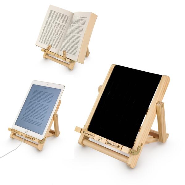 Bookchair (Medium) - Schwarz - Buchständer aus Holz - Leseständer - Für Bücher E-Reader und Tablets - Lesehilfe - Tablethalter - freihändig Lesen - Geschenk für Leser & Buchliebhaber
