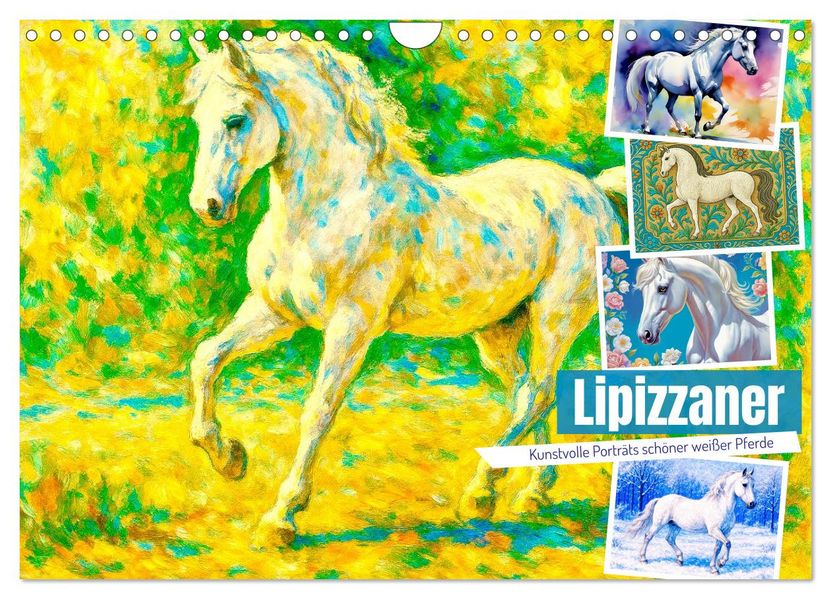Lipizzaner. Kunstvolle Porträts schöner Pferde (Wandkalender 2026 DIN A4 quer) CALVENDO Monatskalender