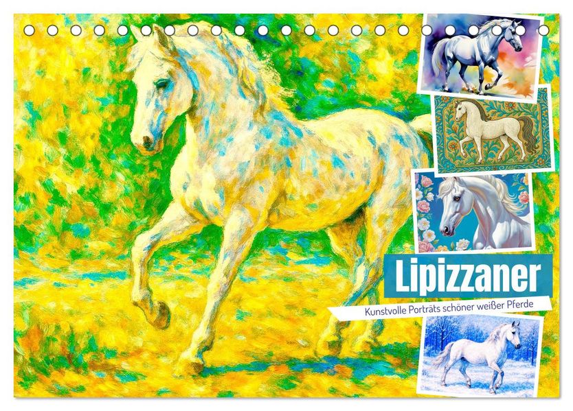 Lipizzaner. Kunstvolle Porträts schöner Pferde (Tischkalender 2026 DIN A5 quer) CALVENDO Monatskalender