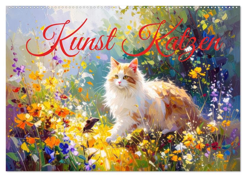 Kunst Katzen (Wandkalender 2026 DIN A2 quer) CALVENDO Monatskalender
