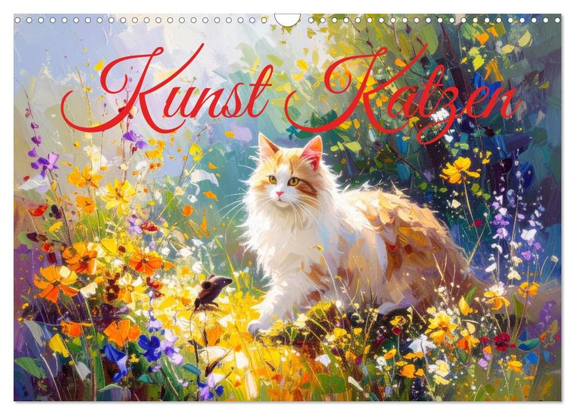 Kunst Katzen (Wandkalender 2026 DIN A3 quer) CALVENDO Monatskalender