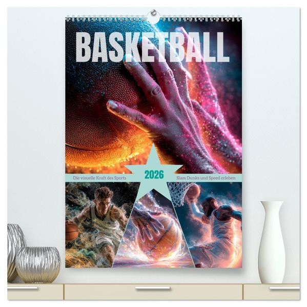 Basketball - Die visuelle Kraft des Sports (hochwertiger Premium Wandkalender 2026 DIN A2 hoch) Kunstdruck in Hochglanz