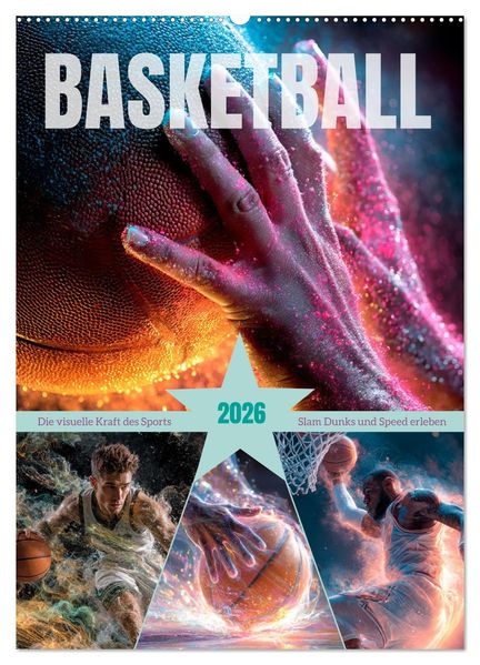 Basketball - Die visuelle Kraft des Sports (Wandkalender 2026 DIN A2 hoch) CALVENDO Monatskalender