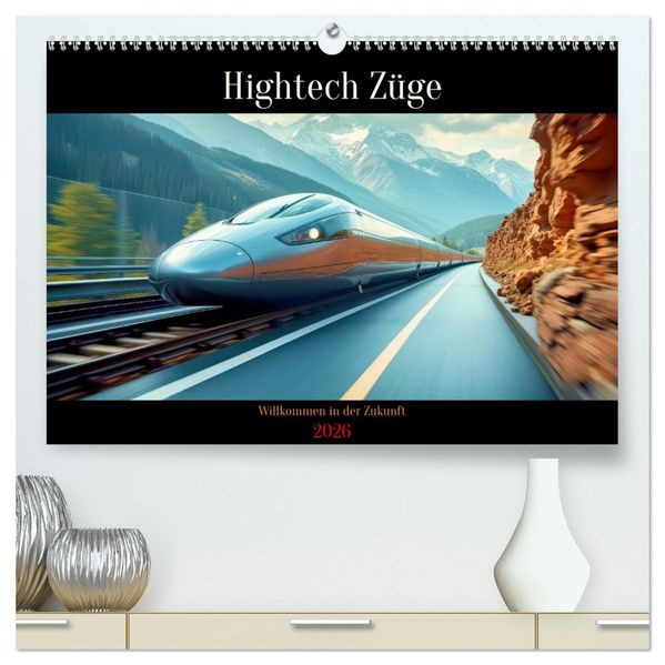 Hightech Züge (hochwertiger Premium Wandkalender 2026 DIN A2 quer) Kunstdruck in Hochglanz