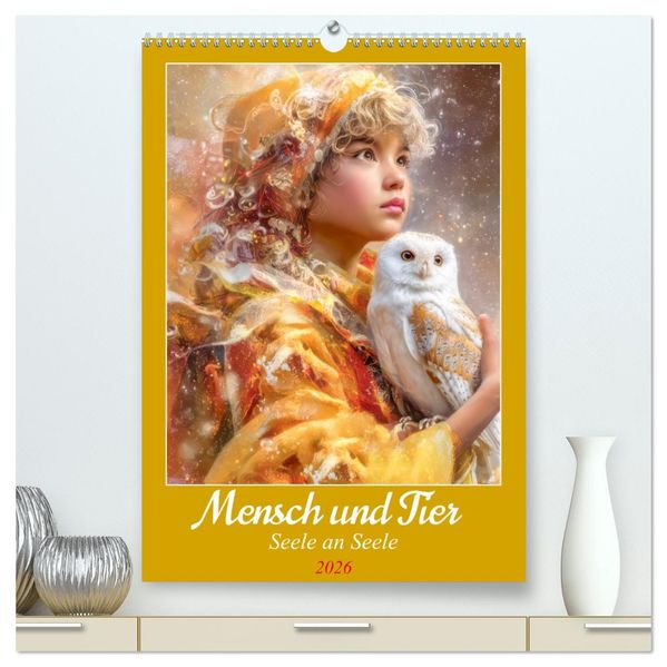 Mensch und Tier - Seele an Seele (hochwertiger Premium Wandkalender 2026 DIN A2 hoch) Kunstdruck in Hochglanz