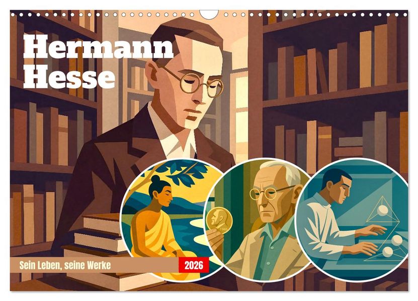 Hermann Hesse. Sein Leben seine Werke (Wandkalender 2026 DIN A3 quer) CALVENDO Monatskalender