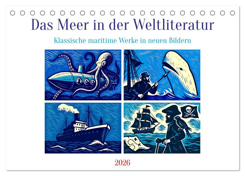 Das Meer in der Weltliteratur (Tischkalender 2026 DIN A5 quer) CALVENDO Monatskalender