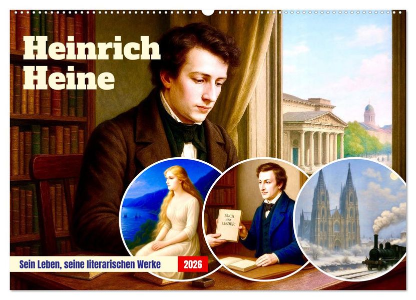 Heinrich Heine. Sein Leben seine literarischen Werke (Wandkalender 2026 DIN A2 quer) CALVENDO Monatskalender