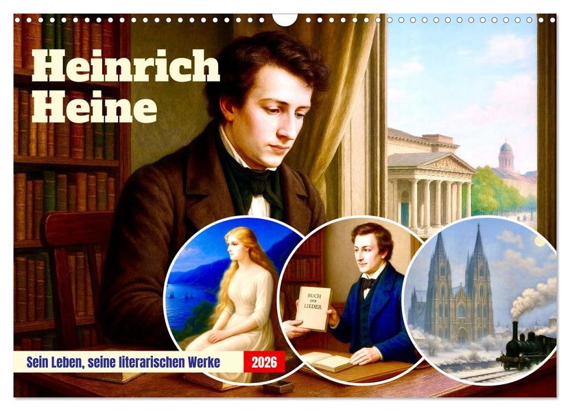 Heinrich Heine. Sein Leben seine literarischen Werke (Wandkalender 2026 DIN A3 quer) CALVENDO Monatskalender