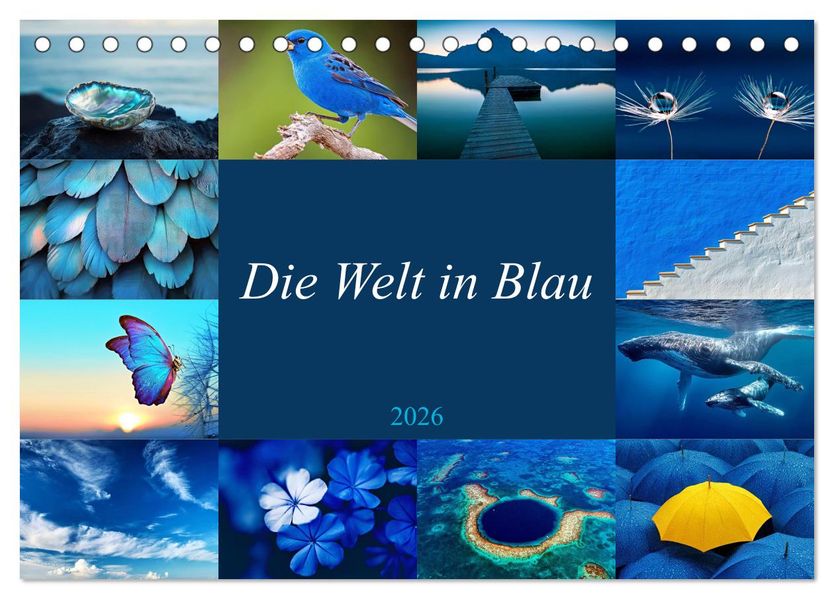 Die Welt in Blau (Tischkalender 2026 DIN A5 quer) CALVENDO Monatskalender