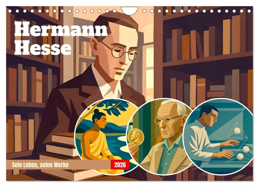 Hermann Hesse. Sein Leben seine Werke (Wandkalender 2026 DIN A4 quer) CALVENDO Monatskalender