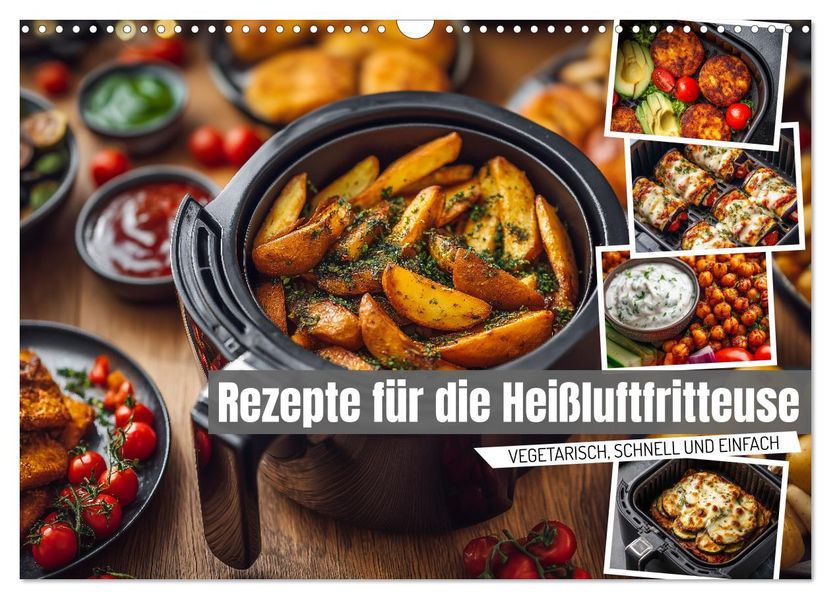 Rezepte für die Heißluftfritteuse - vegetarisch schnell und einfach (Wandkalender 2026 DIN A3 quer) CALVENDO Monatskalender