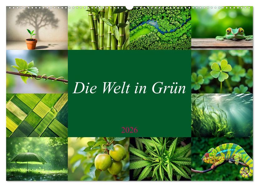 Die Welt in Grün (Wandkalender 2026 DIN A2 quer) CALVENDO Monatskalender