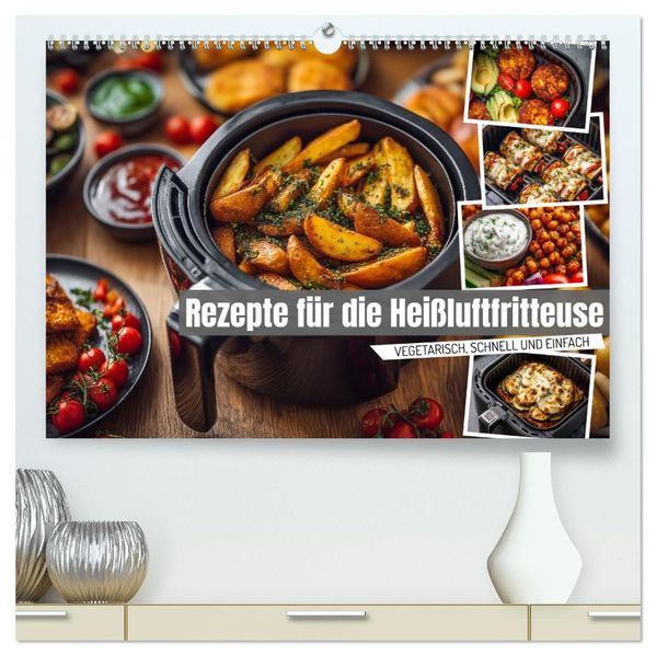 Rezepte für die Heißluftfritteuse - vegetarisch schnell und einfach (hochwertiger Premium Wandkalender 2026 DIN A2 quer) Kunstdruck in Hochglanz