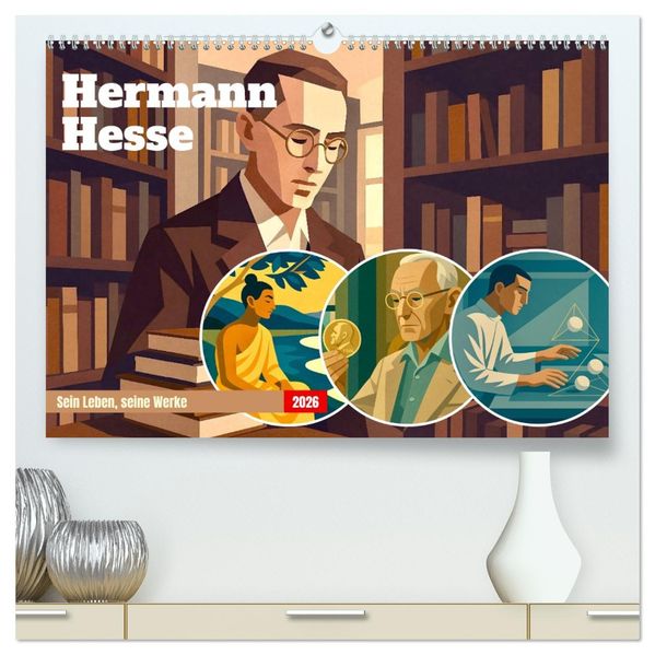 Hermann Hesse. Sein Leben seine Werke (hochwertiger Premium Wandkalender 2026 DIN A2 quer) Kunstdruck in Hochglanz
