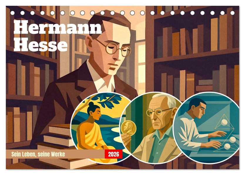 Hermann Hesse. Sein Leben seine Werke (Tischkalender 2026 DIN A5 quer) CALVENDO Monatskalender