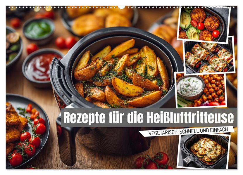 Rezepte für die Heißluftfritteuse - vegetarisch schnell und einfach (Wandkalender 2026 DIN A2 quer) CALVENDO Monatskalender