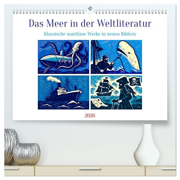 Das Meer in der Weltliteratur (hochwertiger Premium Wandkalender 2026 DIN A2 quer) Kunstdruck in Hochglanz