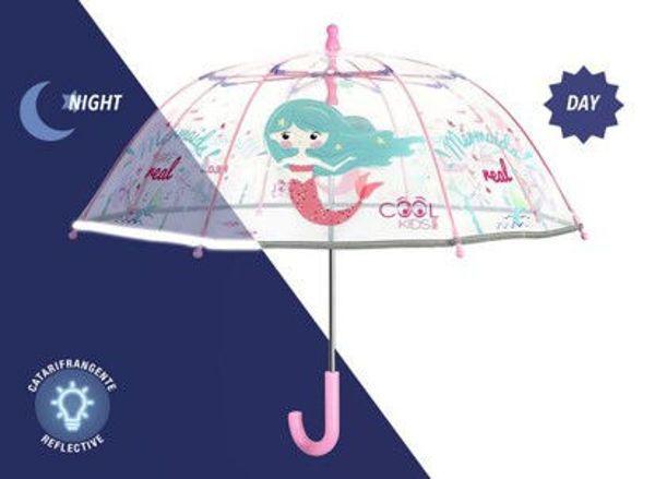 Glow in the Dark Kinderschirm Cool Kids MERMAID transparent 42/8 manuell