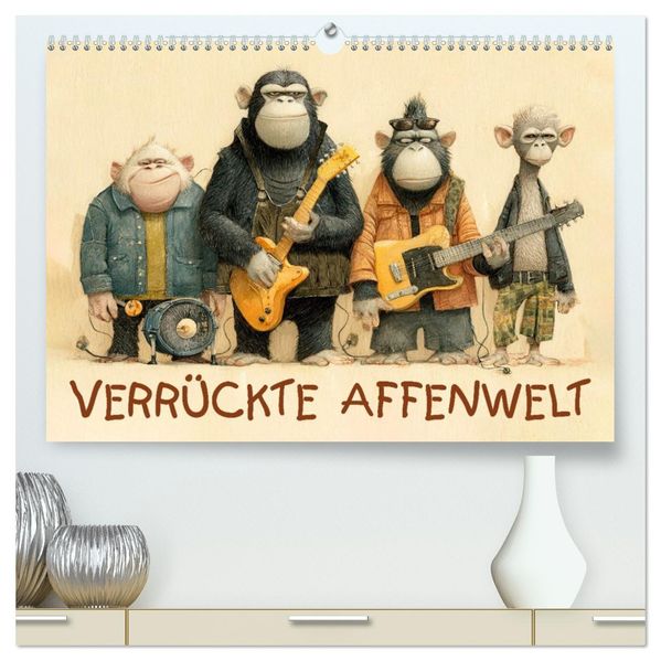Verrückte Affenwelt (hochwertiger Premium Wandkalender 2026 DIN A2 quer) Kunstdruck in Hochglanz