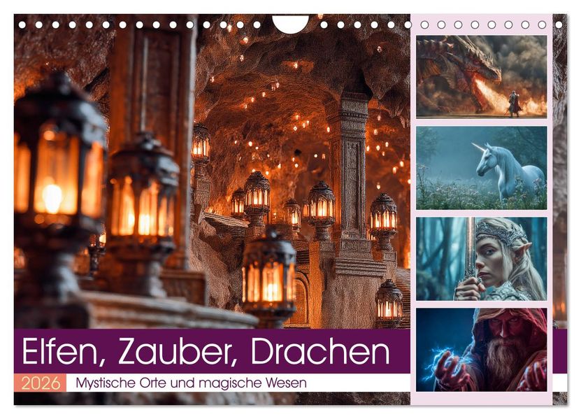 Elfen Zauber Drachen (Wandkalender 2026 DIN A4 quer) CALVENDO Monatskalender
