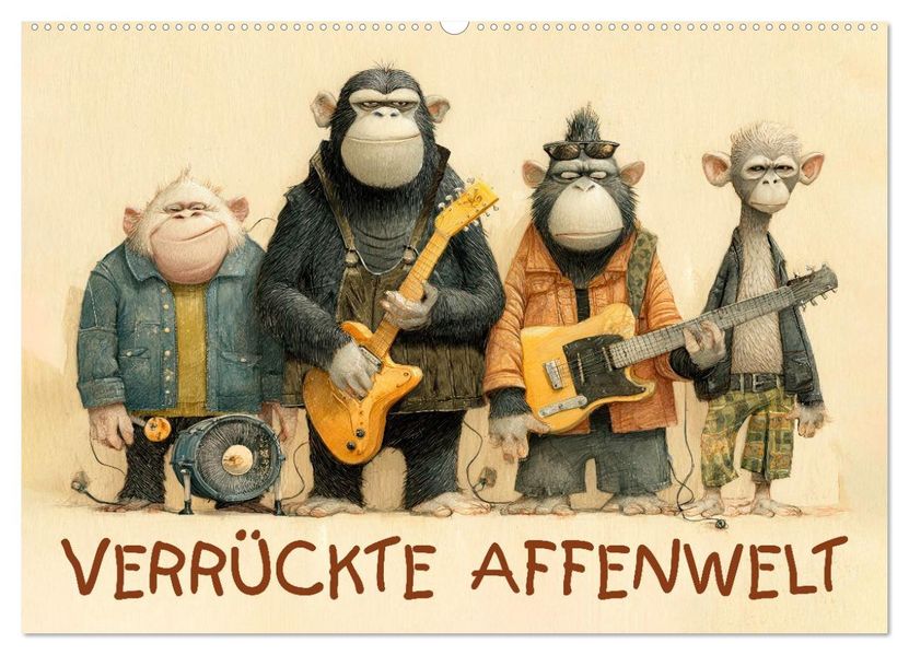 Verrückte Affenwelt (Wandkalender 2026 DIN A2 quer) CALVENDO Monatskalender