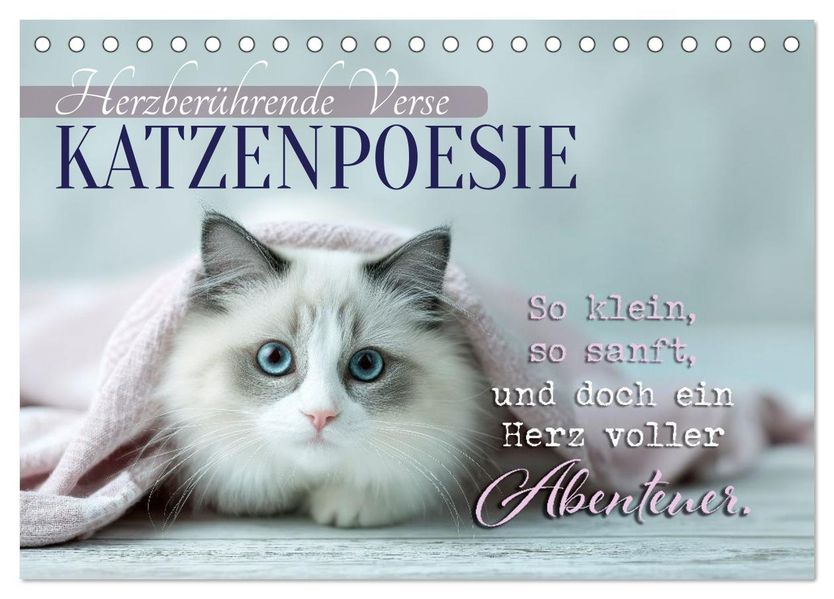 Katzenpoesie - Herzberührende Verse (Tischkalender 2026 DIN A5 quer) CALVENDO Monatskalender