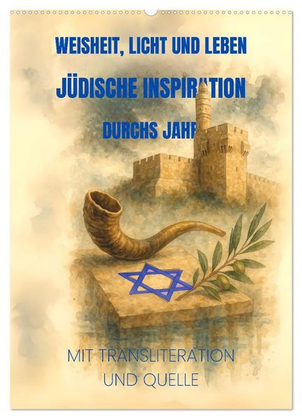 Weisheit Licht und Leben - Jüdische Inspiration durchs Jahr (Wandkalender 2026 DIN A2 hoch) CALVENDO Monatskalender