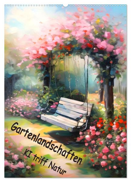 Gartenlandschaften - Ki trifft Natur (Wandkalender 2026 DIN A2 hoch) CALVENDO Monatskalender