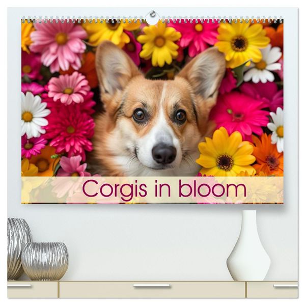 Corgis in Bloom (High Quality Premium Wall Calendar 2026 DIN A2 landscape)CALVENDO 12 Month Wall Calendar