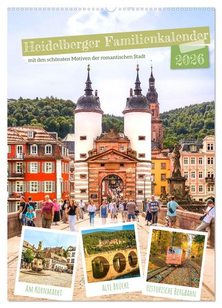 Heidelberger Familienkalender (Wandkalender 2026 DIN A2 hoch) CALVENDO Monatskalender