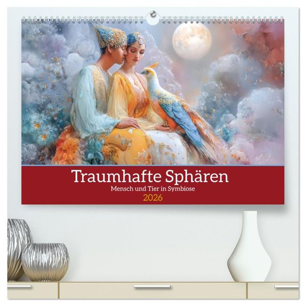 Traumhafte Sphären - Mensch und Tier in Symbiose (hochwertiger Premium Wandkalender 2026 DIN A2 quer) Kunstdruck in Hochglanz