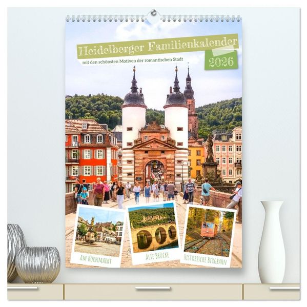 Heidelberger Familienkalender (hochwertiger Premium Wandkalender 2026 DIN A2 hoch) Kunstdruck in Hochglanz