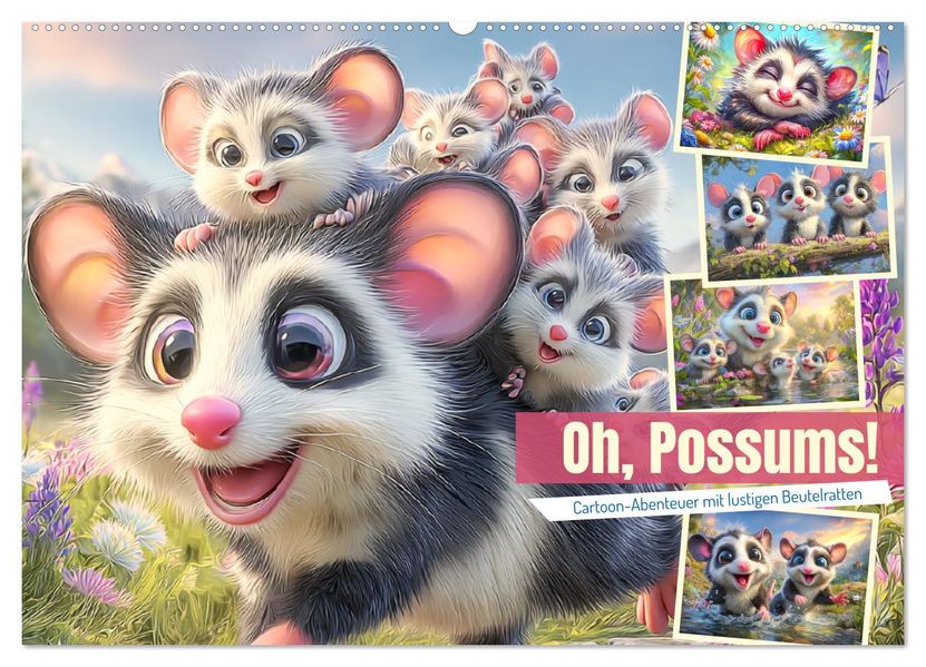 Oh Possums! Cartoon-Abenteuer mit lustigen Beutelratten (Wandkalender 2026 DIN A2 quer) CALVENDO Monatskalender