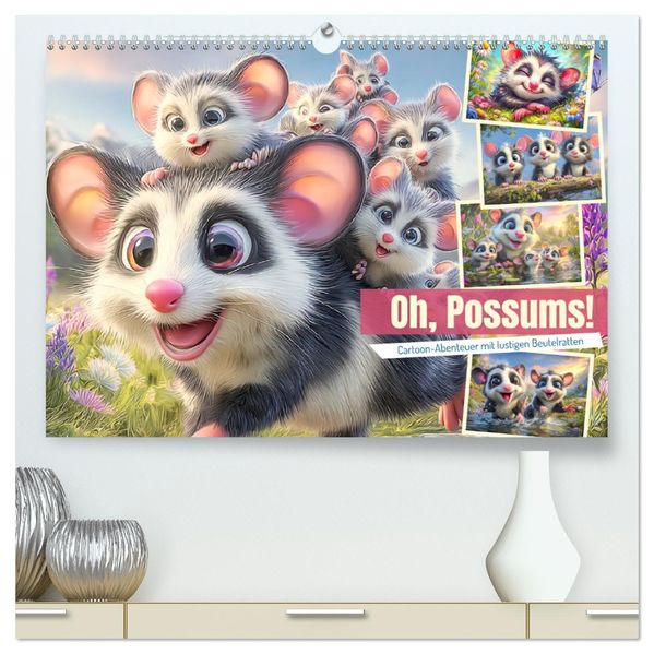 Oh Possums! Cartoon-Abenteuer mit lustigen Beutelratten (hochwertiger Premium Wandkalender 2026 DIN A2 quer) Kunstdruck in Hochglanz