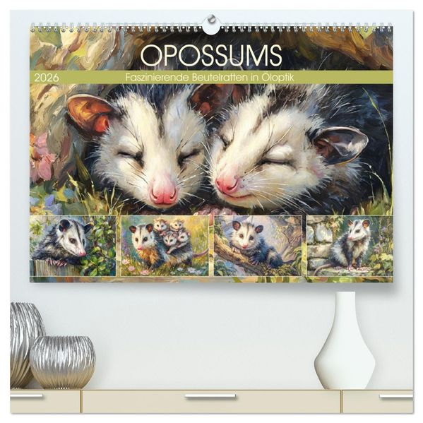 Opossums. Faszinierende Beutelratten in Öloptik (hochwertiger Premium Wandkalender 2026 DIN A2 quer) Kunstdruck in Hochglanz