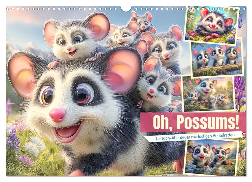 Oh Possums! Cartoon-Abenteuer mit lustigen Beutelratten (Wandkalender 2026 DIN A3 quer) CALVENDO Monatskalender