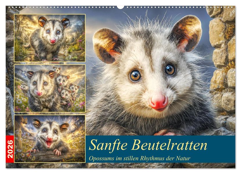 Sanfte Beutelratten. Opossums im stillen Rhythmus der Natur (Wandkalender 2026 DIN A2 quer) CALVENDO Monatskalender
