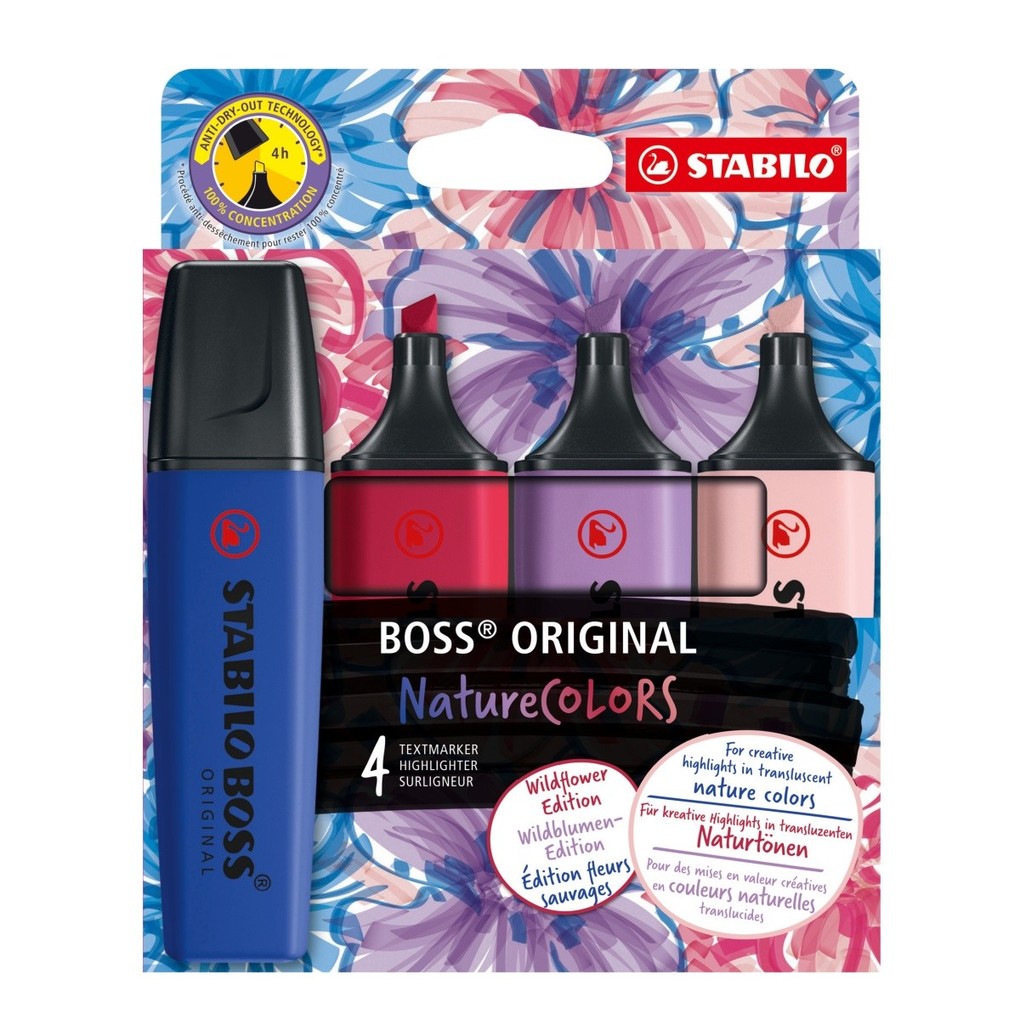 STABILO BOSS NatureCOLORS Highlighters Wildflower Edition - Pack of 4
