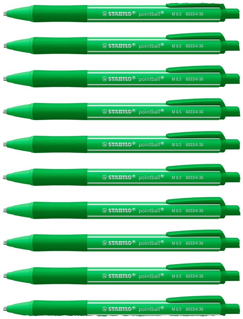 STABILO Kugelschreiber Druck-Kugelschreiber - pointball colorful 10er Set - minzgrün
