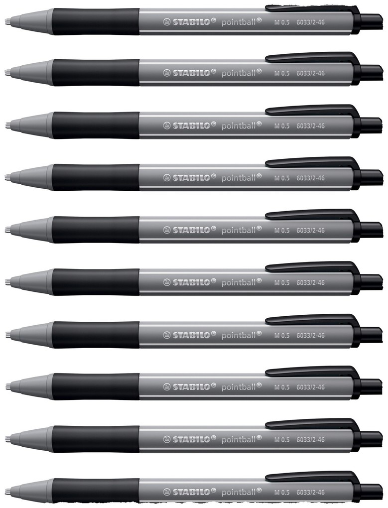 STABILO Kugelschreiber Druck-Kugelschreiber - pointball colorful 10er Set - dunkelgrau