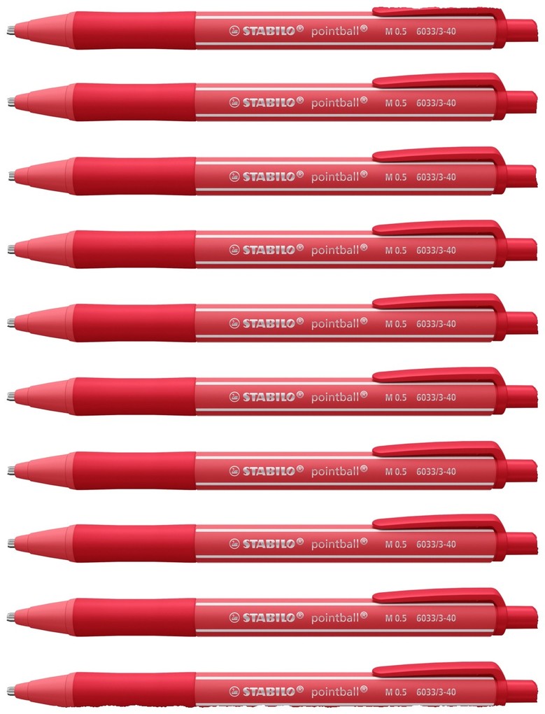 STABILO Kugelschreiber Druck-Kugelschreiber - pointball colorful 10er Set - rostrot
