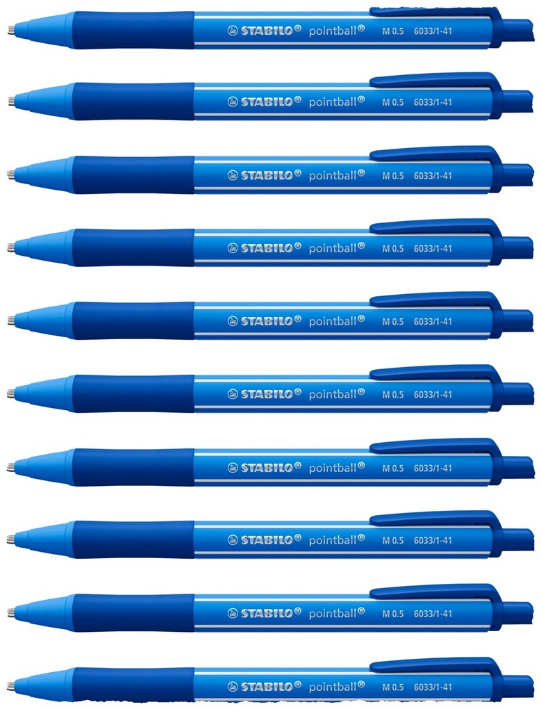 STABILO Kugelschreiber Druck-Kugelschreiber - pointball colorful 10er Set - ultramarinblau