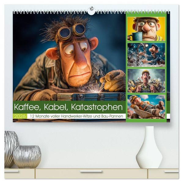 Kaffee Kabel Katastrophen (hochwertiger Premium Wandkalender 2026 DIN A2 quer) Kunstdruck in Hochglanz