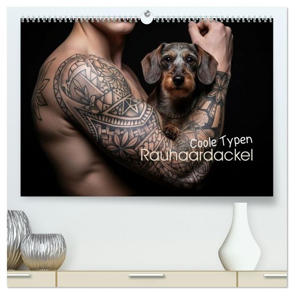 Coole Typen - Rauhaardackel (hochwertiger Premium Wandkalender 2026 DIN A2 quer) Kunstdruck in Hochglanz