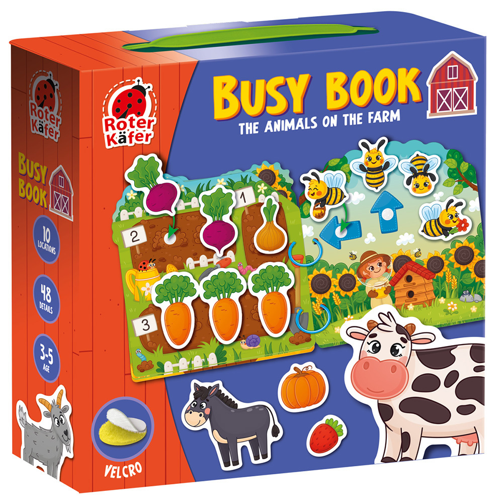 Lernspiel Roter Käfer Busy Book mit Klettverschluss Tiere auf dem Bauernhof RK1170-02