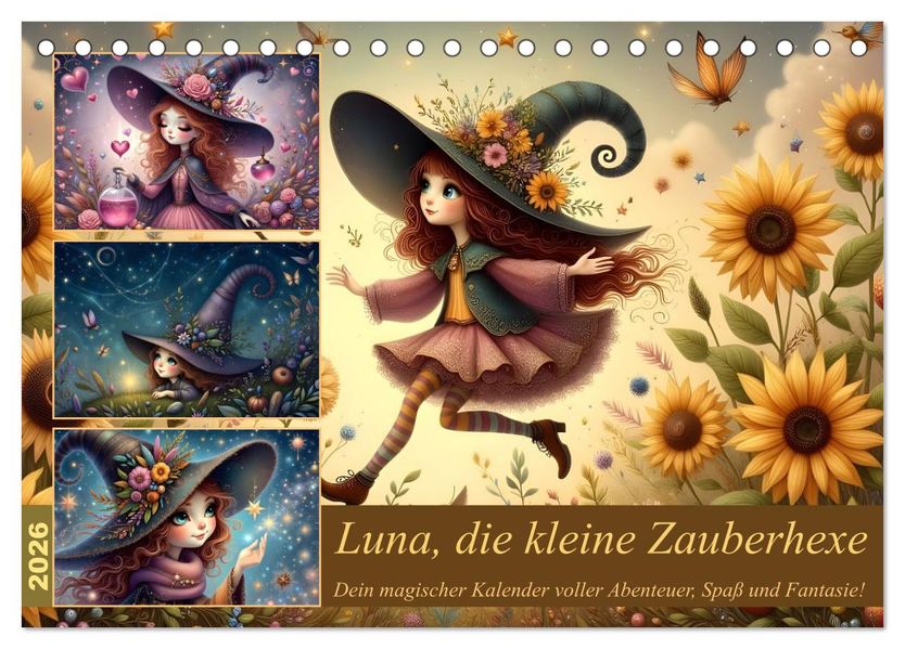 Luna die kleine Zauberhexe (Tischkalender 2026 DIN A5 quer) CALVENDO Monatskalender