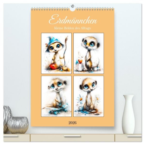 Erdmännchen. Kleine Helden des Alltags (hochwertiger Premium Wandkalender 2026 DIN A2 hoch) Kunstdruck in Hochglanz